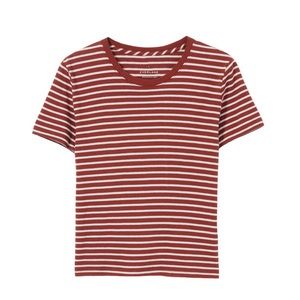 Everlane Box-Cut Tee - Brick & Lavender Stripe